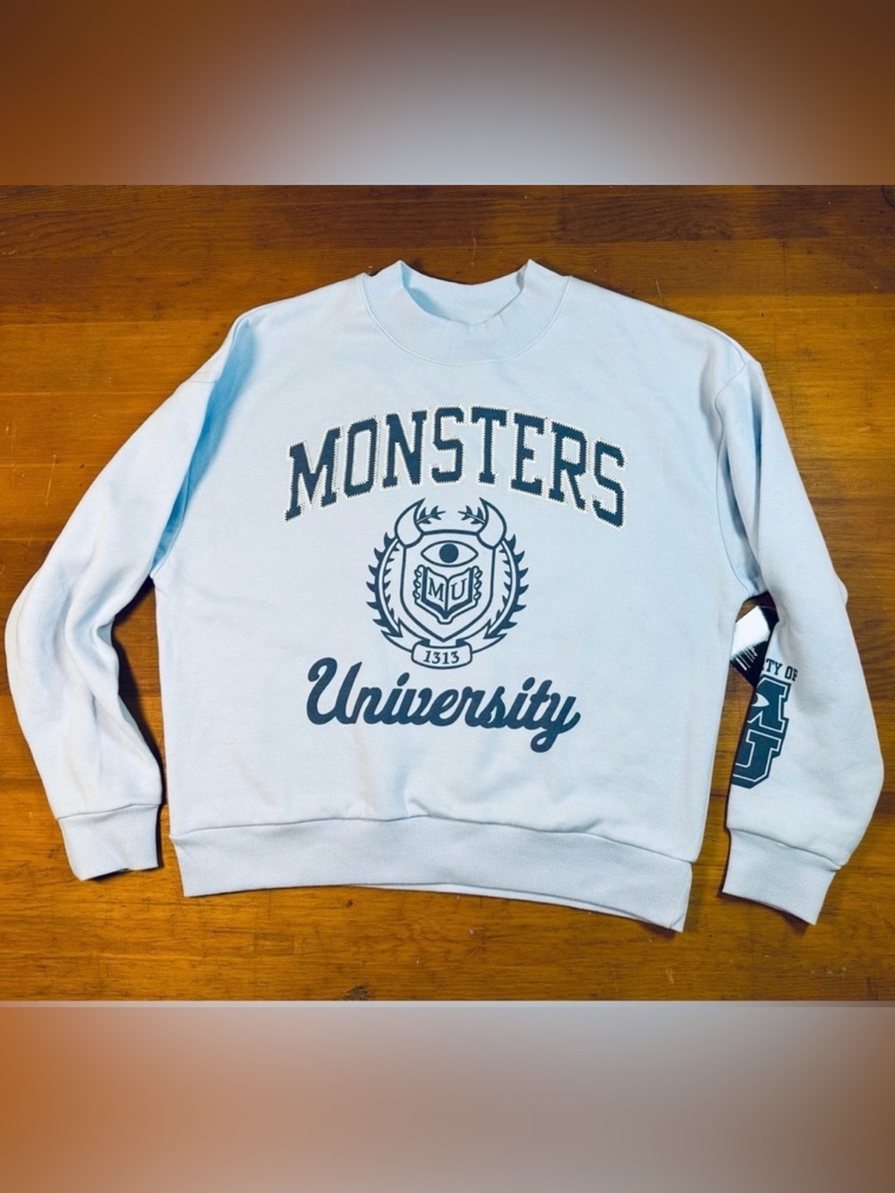New Disney Pixar Monsters University Light Blue Crewneck Sweatshirt Small